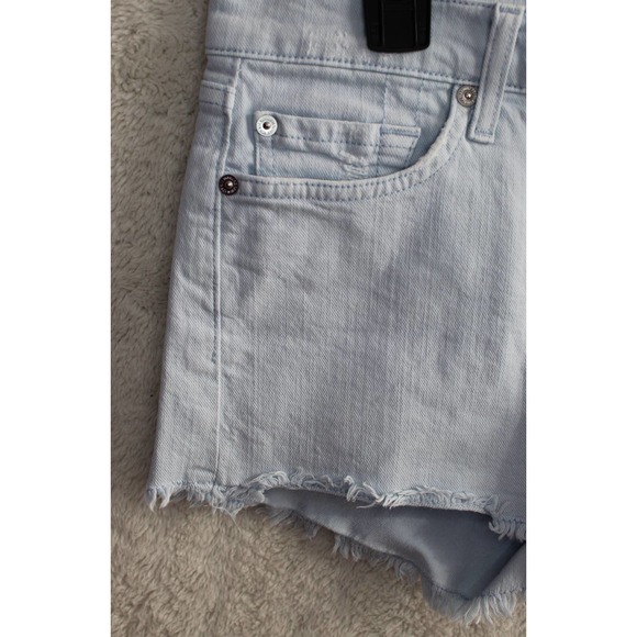7 For All Mankind Cut Off Denim Jean Shorts in Light Blue Wash, Women's Size 26 - Picture 6 of 15